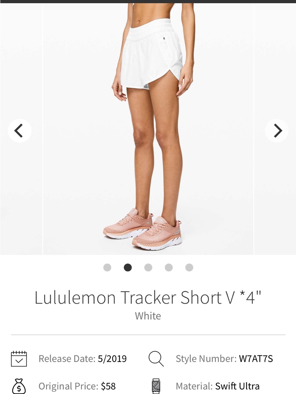 lululemon athletica White Tracker Shorts V 4”